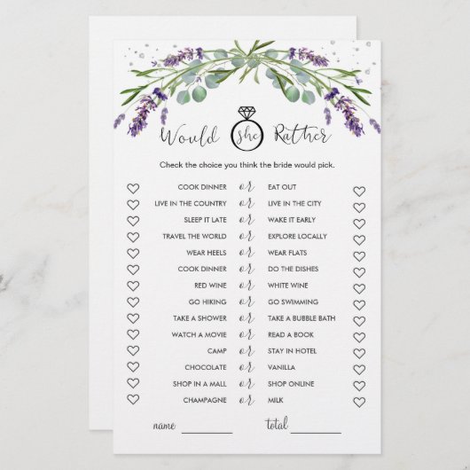 Papier Plairait-Elle Plutôt Lavender Eucalyptus jeu nupti (Devant / Derrière)