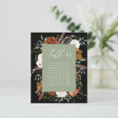 Papier Plan de siège de table à fleurs noire verte Budget (Debout devant)