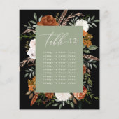 Papier Plan de siège de table à fleurs noire verte Budget (Dos)