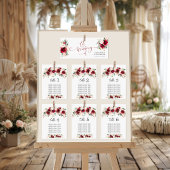 Papier Plan de table de mariage aux roses de Bourgogne à