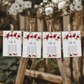 Papier Plan de table de mariage aux roses de Bourgogne à