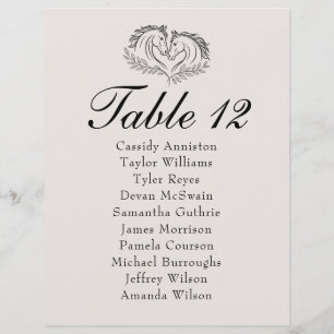 Papier Plan de table de mariage Western Country Cheval Ru