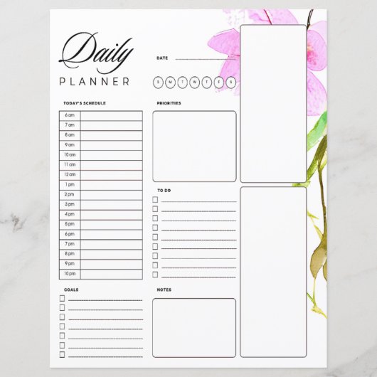 Papier Plan quotidien de bordure florale rose (Devant)