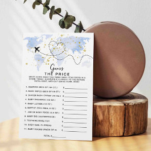 Papier Plan Voyage Aventure Baby shower Devinez Le Prix