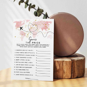 Papier Plan Voyage Aventure Baby shower Devinez Le Prix