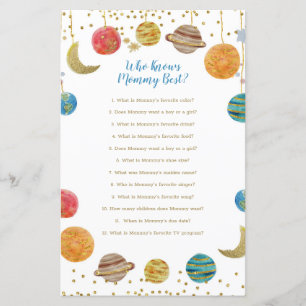 Papier Planètes Baby shower Extérieur Qui Connaît Maman L