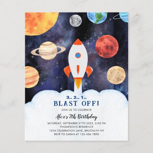 Papier Planètes de lancement budgétaire Fusée spatiale An (Devant)