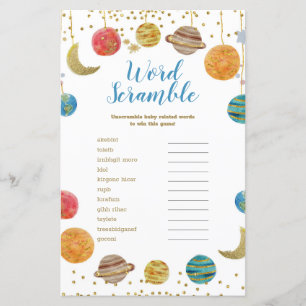 Papier Planètes Espace Extérieur Baby shower Mot