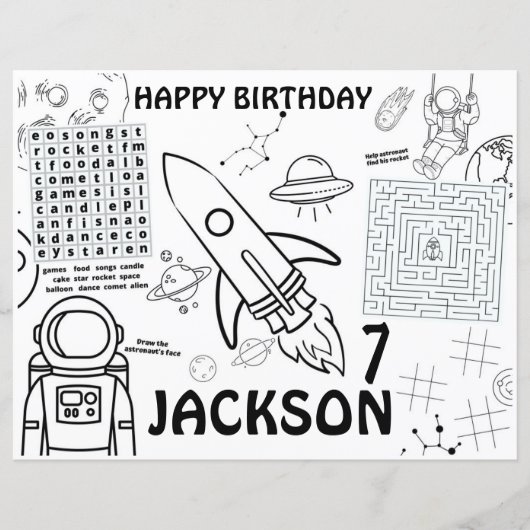 Papier Planètes sets de table, Fiche d'activité Espace ex (Devant)