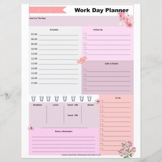 Papier Planificateur de journée de travail (Devant)