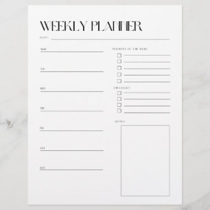 Papier Planificateur de liste hebdomadaire à faire