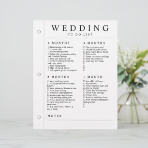 Papier Planificateur de mariage minimal 4 mois - 1 semain