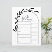 Papier Planificateur de repas hebdomadaire à texte d'arch (Debout devant)