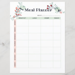 Papier Planificateur de repas hebdomadaire dans un style