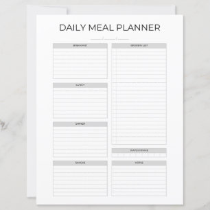 Papier Planificateur de repas quotidien   Cuisine minimal