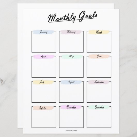 Papier Planificateur d'objectifs mensuels (Devant / Derrière)