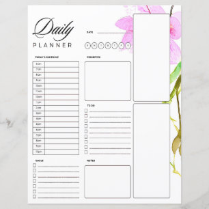 Papier Planificateur quotidien à bordure florale rose