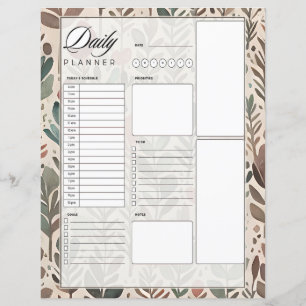 Papier Planificateur quotidien botanique tons de terre