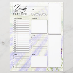 Papier Planificateur quotidien champ de lavande aquarelle