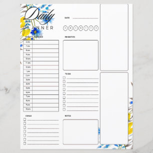 Papier Planificateur quotidien floral bleu et jaune