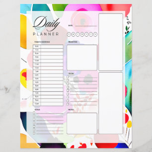 Papier Planificateur quotidien floral lumineux multicolor