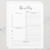 Papier Planificateur quotidien minimaliste calendrier une (Devant / Derrière)