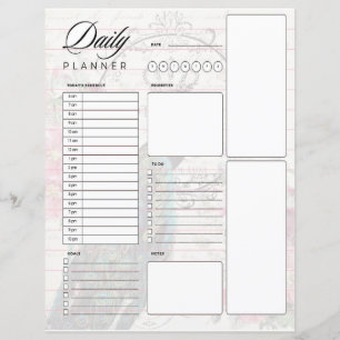 Papier Planificateur quotidien paon et fleurs de printemp