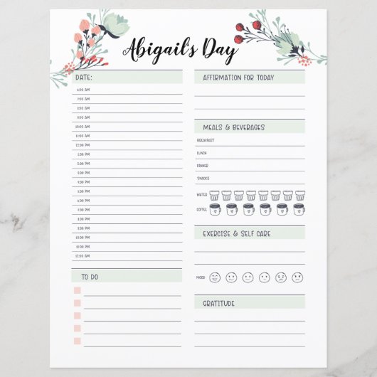 Papier Planificateur quotidien pour heures Blocage de 6 h (Devant)