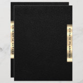 Papier Planification immobilière Cuir Noir Or Diviseur d' (Devant / Derrière)