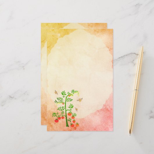 Papier Plante tomate et abeilles 3 (Devant/Arrière en situation)