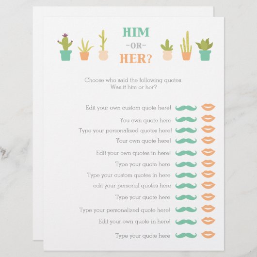 Papier Plantes succulents lui ou son jeu de douche nuptia (Devant / Derrière)