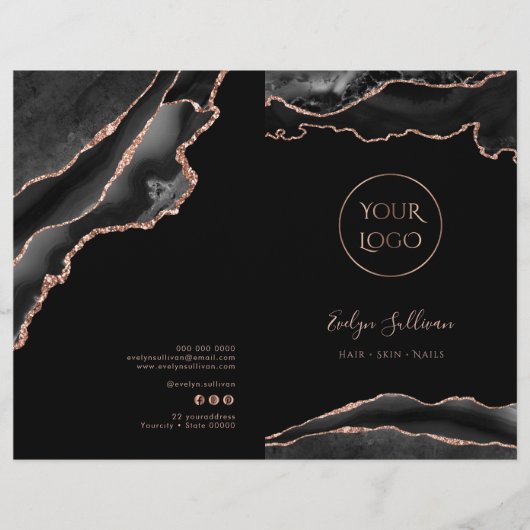 Papier plaquette du service agate en or noir et rose (Devant)