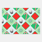 Papier plat d'enveloppement de Noël de golf Jeu de (Devant 3)