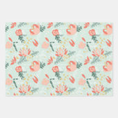 Papier plat Festif Floral Wrapper Set de 3 feuille (Devant)
