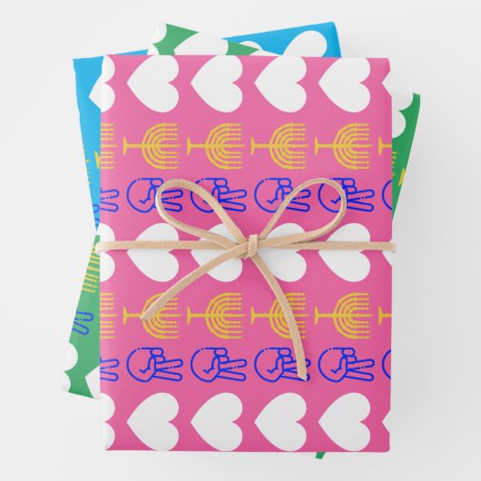 Papier plat Peace Love & Hanoukka Wrapper (En situation)