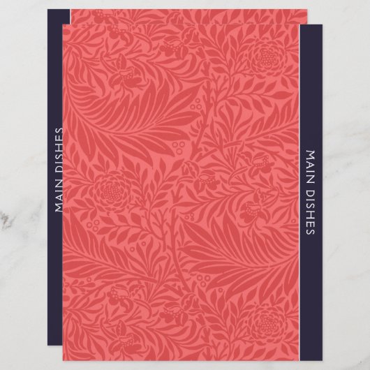 Papier Plats Principaux | Diviseur de recettes | Floral r (Devant / Derrière)