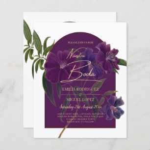 Papier Plum d'aubergine Purple Floral Forêt Mariage vert