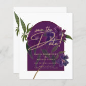 Papier Plum d'aubergine Purple Floral Forêt Mariage vert (Devant / Derrière)