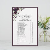 Papier Plum Purple Aquarelle Florale Fête des mariées Jeu (Debout devant)