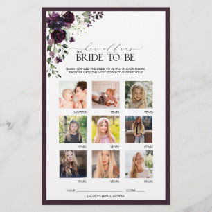 Papier Plum Purple Aquarelle Florale Fête des mariées Jeu