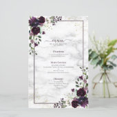 Papier Plum Purple or Floral Aquarelle Marbre Mariage (Debout devant)