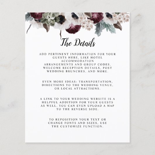 Papier Plum Sage ivoire rose Floral budget détails mariag (Devant)