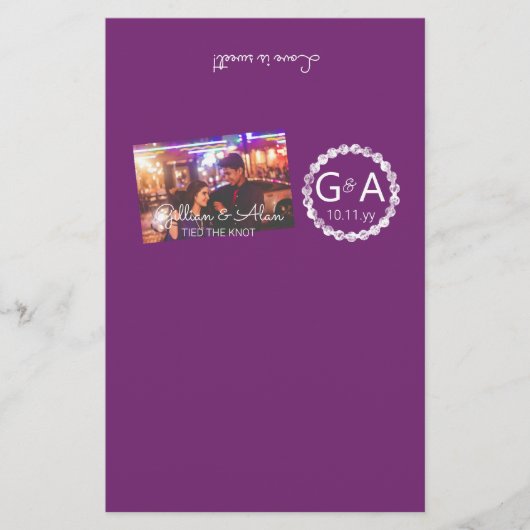 Papier Plum violet Mariage barrette à bonbons avec photo (Devant)