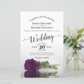 Papier Plum violet Rose Élégant Faire-part de mariage BUD (Debout devant)