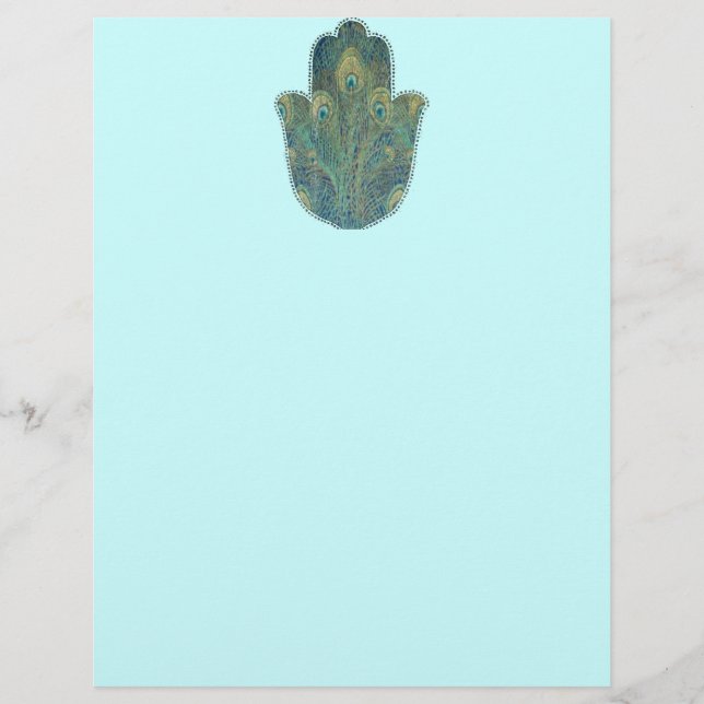 Papier Plume de Paon Hamsa (Devant)