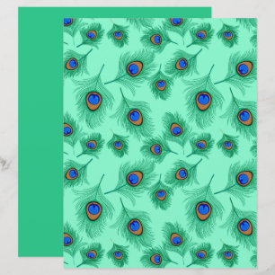 Papier Plumes de paon turquoise sur Aqua clair