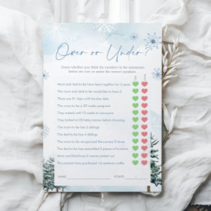 Papier Plus ou moins de jeu, Baby shower d'hiver jeu
