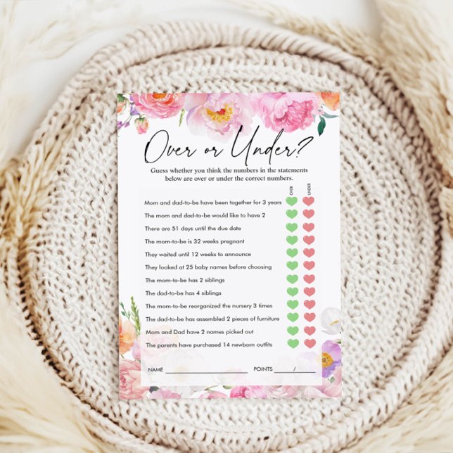 Papier Plus ou moins de jeu | Jeu baby shower (Créateur téléchargé)