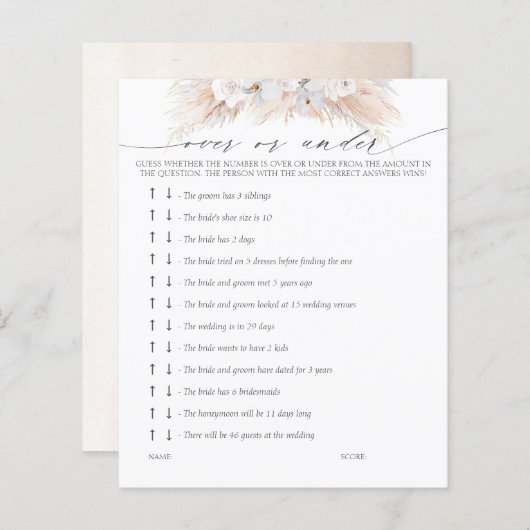 Papier Plus ou moins Fête des mariées (Devant / Derrière)