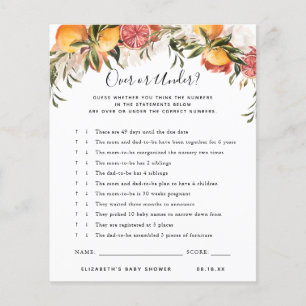 Papier Plus ou moins   Jeu Baby shower